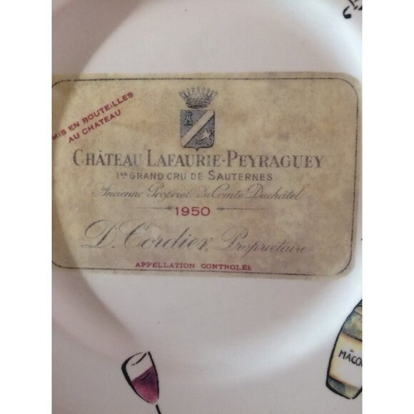 Rosanna 8" Plates Wine Chateau Haul-Bages & Lafaurie-Peyraguey Set Of‎ 2 Italy - Picture 6 of 10